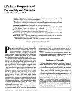 Life-Span Perspective of Personality in Dementia