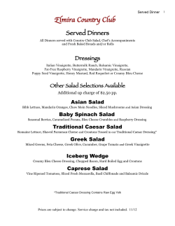 Sit Down Dinner - Elmira Country Club