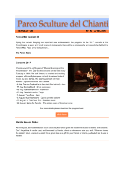NEWSLETTER Nr. 49 - APRIL 2017 Newsletter Number 49 Concerts