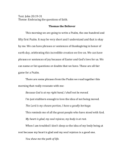Text: John 20:19-31 Theme: Embracing the questions of faith
