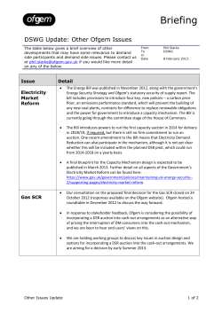 DSWG Update: Other Ofgem Issues
