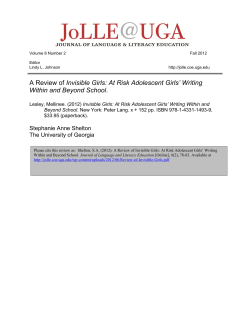 Invisible Girls: At Risk Adolescent Girls` Writing Within