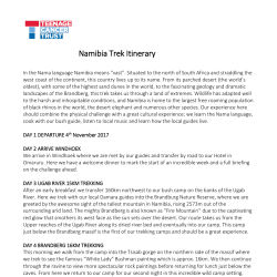 Namibia Trek Itinerary
