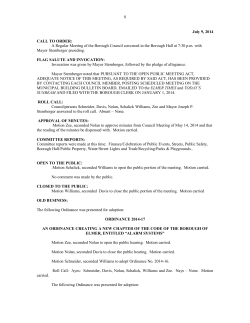 8 July 9, 2014 CALL TO ORDER: A Regular