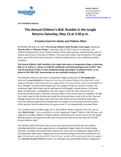 The Annual Children`s Ball: Rumble in the Jungle Returns Saturday