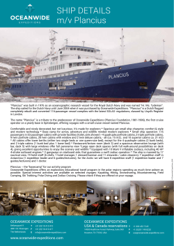 SHIP DETAILS m/v Plancius