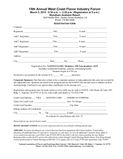 15th Annual West Coast Flavor Industry Forum