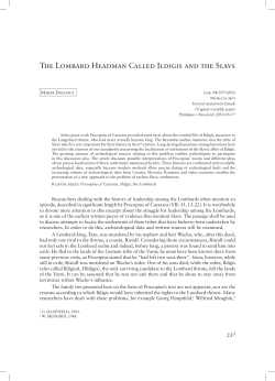 The Lombard Headman Called Ildigis and the Slavs