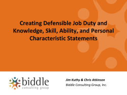 Creating Defensible Job Duty and Knowledge, Skill, Ability