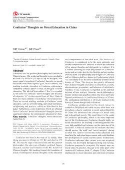 Confucius` Thoughts on Moral Education in China