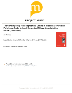 The Contemporary Historiographical Debate in Israel on