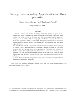 Entropy, Universal coding, Approximation and Bases properties. G