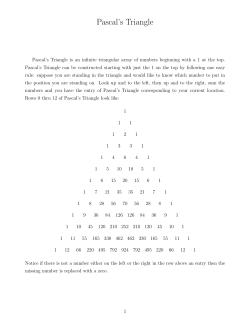 Pascal`s Triangle - Cornell Math