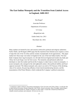 The East Indian Monopoly and the Transition from Limited Access in