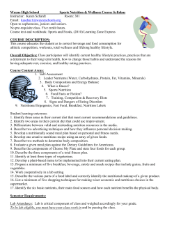 Sports and Nutrition Syllabus