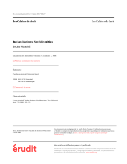 Indian Nations: Not Minorities