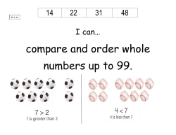 compare and order whole numbers up to 99.
