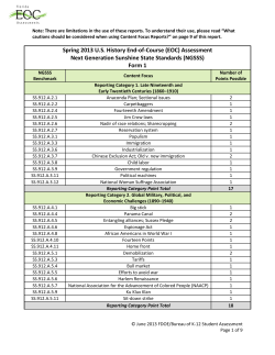 Spring 2013 U.S. History End-of-Course (EOC) Assessment Next