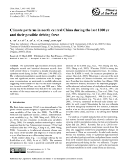 Climate patterns in north central China during the last 1800 yr and