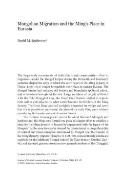 Mongolian Migration and the Ming`s Place in Eurasia