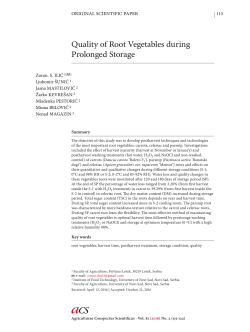 Quality of Root Vegetables during Prolonged Storage