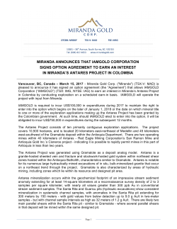 Miranda Announces That IAMGOLD