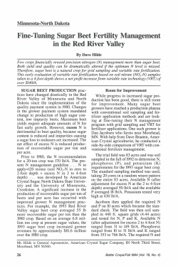 Fine-Tuning Sugar Beet Fertility Management in the Red River Valley