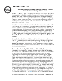 FOR IMMEDIATE RELEASE Judy Clarke Receives Griffin Bell