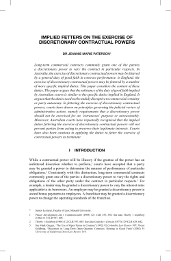 implied fetters on the exercise of discretionary contractual powers