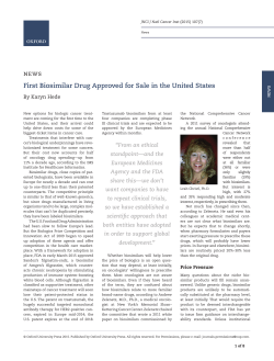 news First Biosimilar Drug Approved for Sale in