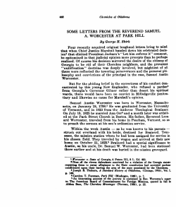 Some Letters from the Reverend Samuel A. Worcester