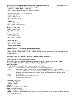 2016 Itinerary