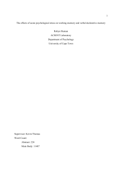 1 The effects of acute psychological stress on working memory and