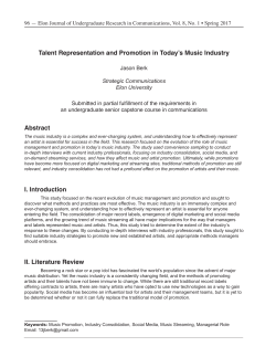 Talent Representation and Promotion in Today`s Music Industry