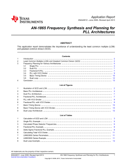 AN-1865 Frequency Synthesis and Planning for