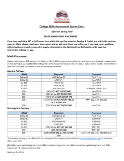 College Skills Assessment Scores Chart Math Placement