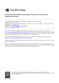 Adolf Hitler`s Guilt Feelings: A Problem in History and Psychology