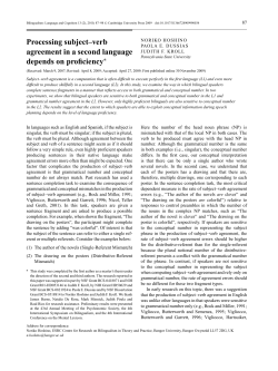 Processing subject&ndash;verb agreement in a second