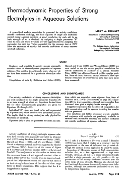 Thermodynamic Properties of Strong Electrolytes in Aqueous