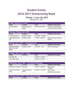 Students Schedule of Events