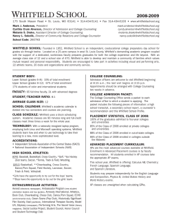 STUDENT BODY: STUDENT/TEACHER RATIO: 8:1 AvERAgE