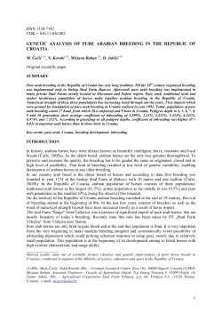 1 GENETIC ANALYSIS OF PURE ARABIAN BREEDING IN THE