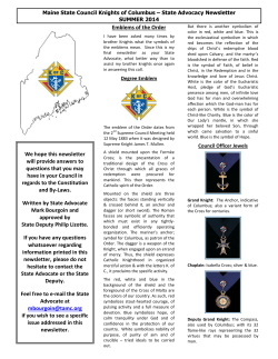 State Advocate - Maine Knights of Columbus