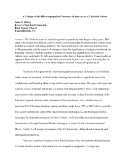 John D. Wilsey, A Critique of the Historiographical Construal of