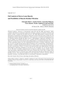 Full Analysis of Sierra Leone Bauxite and Possibilities of Bauxite