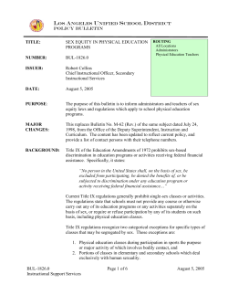 Sex Equity in Physical Education Programs