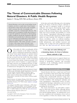 The Threat of Communicable Diseases Following Natural Disasters