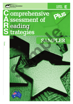 CARS PLUS SAMPLER E - Hawker Brownlow Education