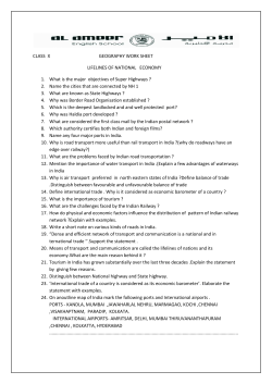 CLASS X GEOGRAPHY WORK SHEET LIFELINES OF