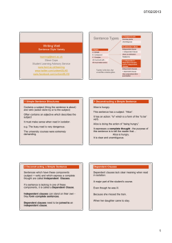 Writing Well - Sentence Style Variety
